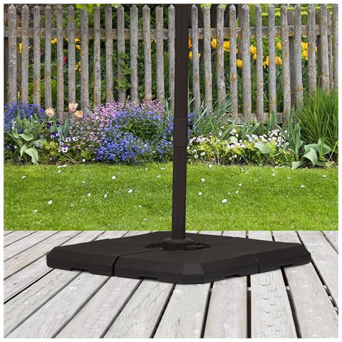 Base per Ombrellone a Braccio da 4 Pezzi Riempibile con Acqua o Sabbia per Basi a Croce da 100x100cm, Nero - Foto 2