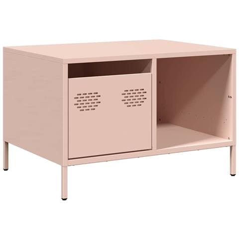Tavolino Rosa 68,5x50x43,5 Cm In Acciaio Laminato A Freddo - Foto 2