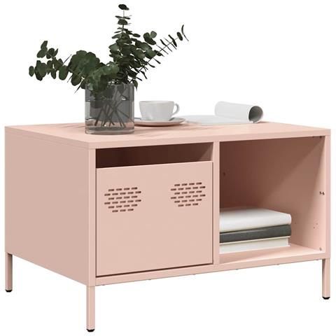 Tavolino Rosa 68,5x50x43,5 Cm In Acciaio Laminato A Freddo - Foto 1