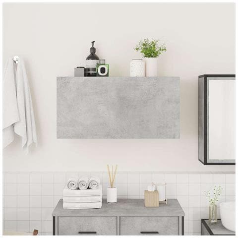 Mobile Da Bagno A Parete Grigio Cemento 80x25x40 Cm Truciolato - Foto 3