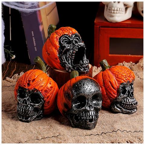 Set Di 4 Teschi Spaventosi In Resina Per Decorazioni Halloween - Atmosfera Terrificante! - Foto 1