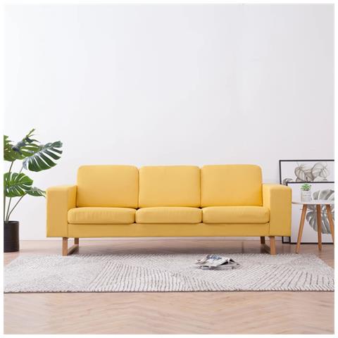 Divano A 3 Posti In Tessuto Giallo - Foto 8