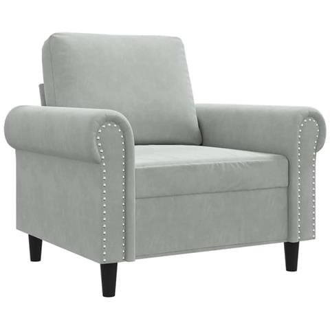 Lusso Casadino -  Poltrona Grigio Chiaro 60 Cm Velluto - Foto 1