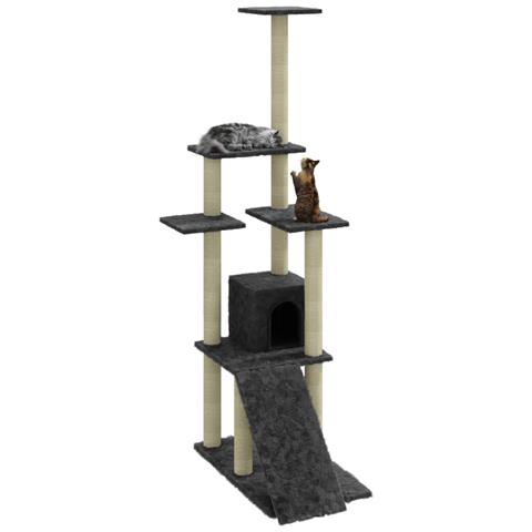 Lusso Casadino - Albero Per Gatti Con Tiragraffi In Sisal Grigio Scuro 155 Cm - Foto 2