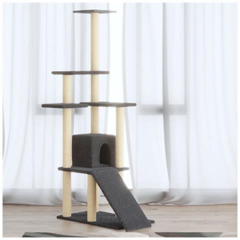 Lusso Casadino - Albero Per Gatti Con Tiragraffi In Sisal Grigio Scuro 155 Cm - Foto 8