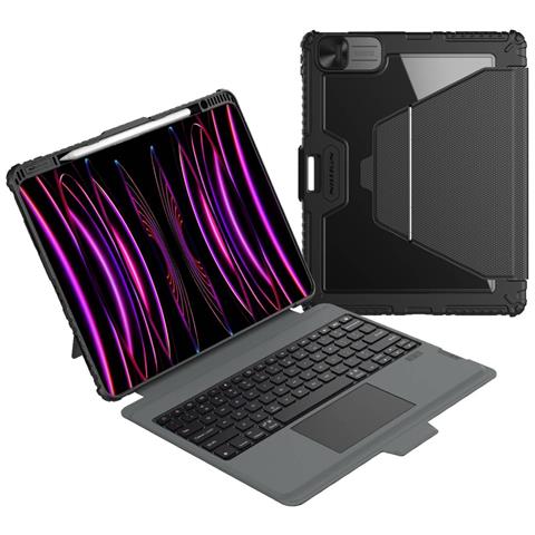 Custodia Con Tastiera Retroilluminata Per Ipad Pro 13” Bumper Link Rinforzato, Nero - Foto 2