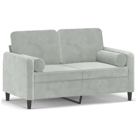 Divano a 2 Posti con Cuscini Grigio Chiaro 120 cm in Velluto - Foto 1
