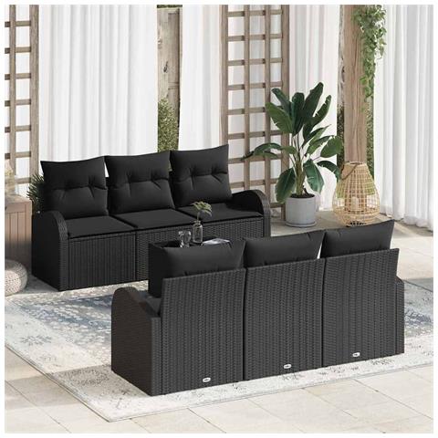 Set di divani da giardino con cuscini Nero Polyrattan - Foto 2