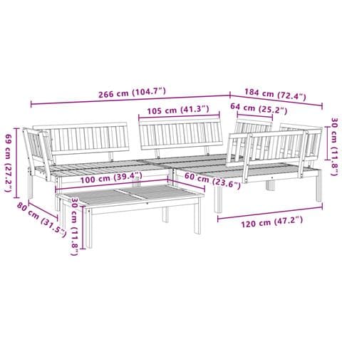 Set Divano Pallet da Giardino 4 pz in Legno Massello di Acacia - Foto 7