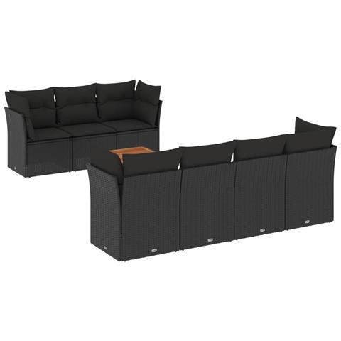 Set Divani da Giardino con Cuscini 8 pz Nero in Polyrattan - Foto 1