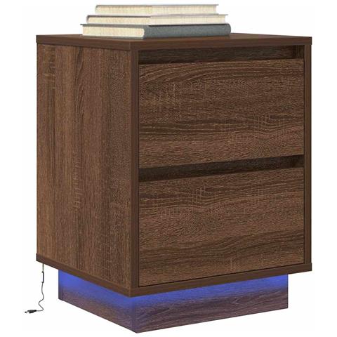 Comodino con Luci LED Rovere Marrone 38x34x50 cm - Foto 2