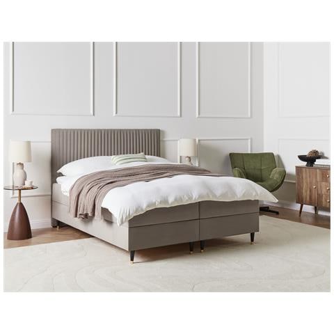 Divano Letto Con Contenitore Velluto Dame 160 X 200 Cm Tortora - Foto 1