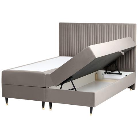 Divano Letto Con Contenitore Velluto Dame 160 X 200 Cm Tortora - Foto 2