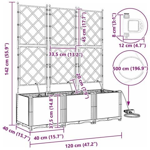 Vasi da giardino Bianco 120 x 40 x 142 cm Acciaio - Foto 9