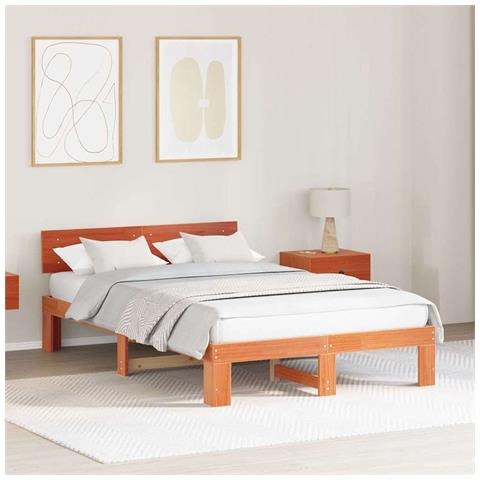 Struttura del letto Marrone 120 x 190 cm Legno massello di pino - Foto 2