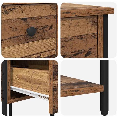 Armadio da Notte con cassetto Legno vecchio 32 x 42 x 70 cm - Foto 9