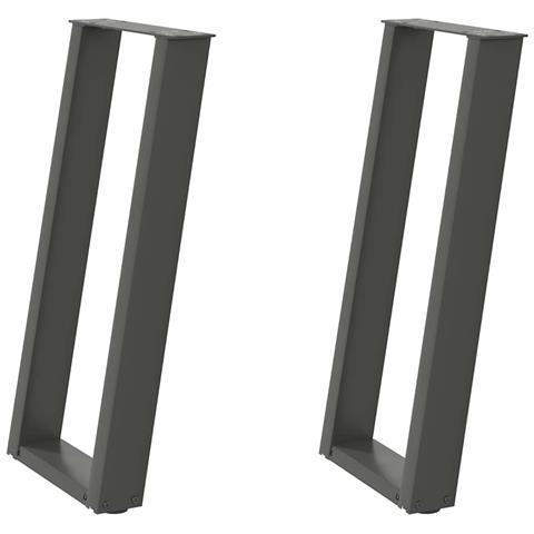 Gambe per tavolo consolle a forma di U 2 pz Antracite 28x(72-73) cm Acciaio - Foto 2