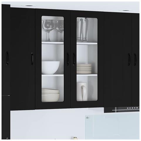 Pensile cucina Nero 80 x 31 x 100 cm Legno multistrato - Foto 2