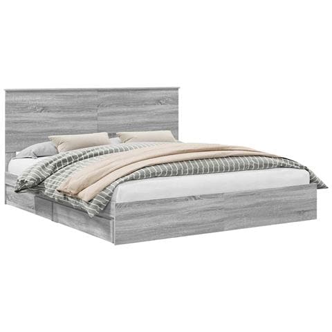 Letto con Contenitore con testiera Grigio Sonoma 200 x 200 cm - Foto 1