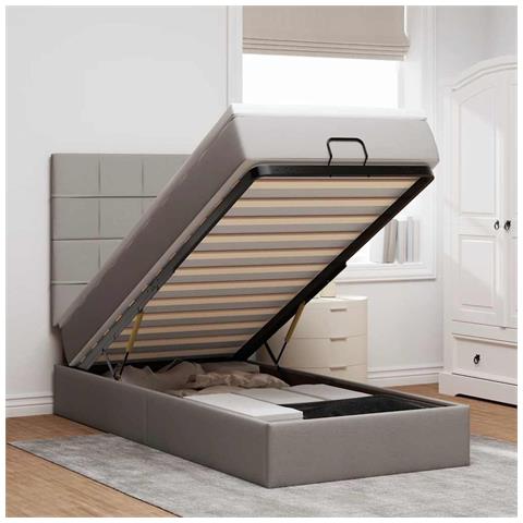 Pouf Letto con Materasso Tortora 90x200 cm in Tessuto - Foto 2