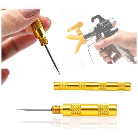 Set Di Accessori Per Pulizia Pistola A Spruzzo - 5 Spazzole Metalliche + Punteruolo Dorato | Alta Durata E Precisione | Manutenzione Pistola Verniciatura - Foto 2