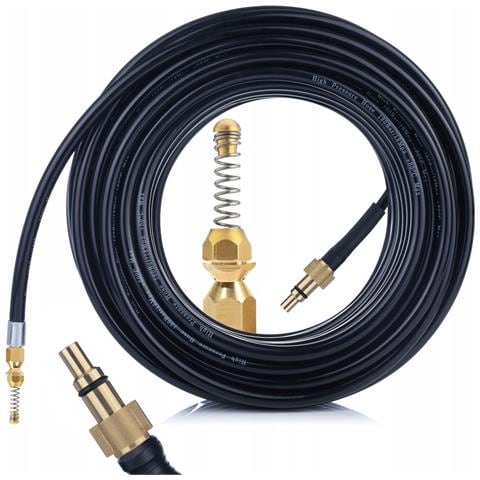 Tubo Alta Pressione 30m Con Ugello A Molla In Ottone - Compatibile Con Idropulitrici Lavor, Kanwod | Pulizia Reti Fognarie, Grondaie - Foto 1