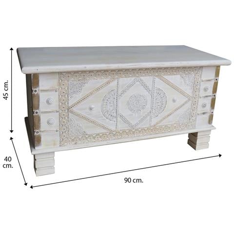 Baule In Legno Blu 90x40x45h Cm - Foto 4