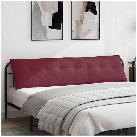 Cuscino per Schiena Rosso Vino 200 x 19 x 50 cm Tessuto - Foto 2