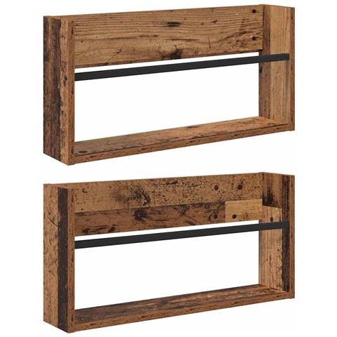 Scaffale per riviste 2 pcs Legno vecchio 60 x 12 x 30 cm - Foto 1
