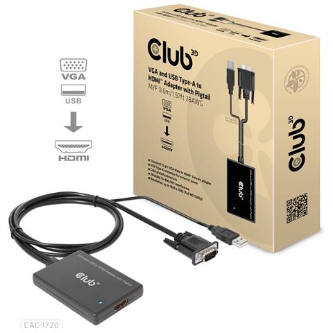 CAC-1720 cavo e adattatore video 0,6 m HDMI tipo A (Standard) VGA (D-Sub) + USB Nero - Foto 1