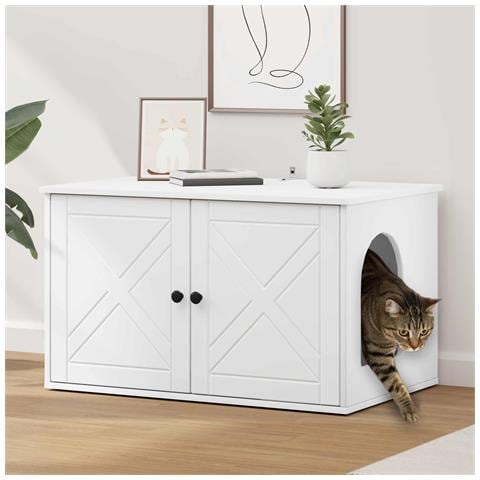 Casa per Gatti Bianco 85 x 55 x 50,5 cm Legno multistrato - Foto 2
