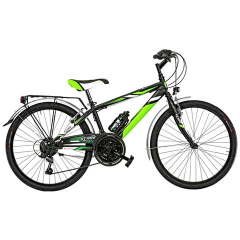 Bici Misura 24 Da Ragazzo Mountain Bike Sr24c Mtb Stark Cambio 18v Completa Di Accessori E Luci A Led - 34 Nero Verde Fluo Bianco Opaco - Foto 1