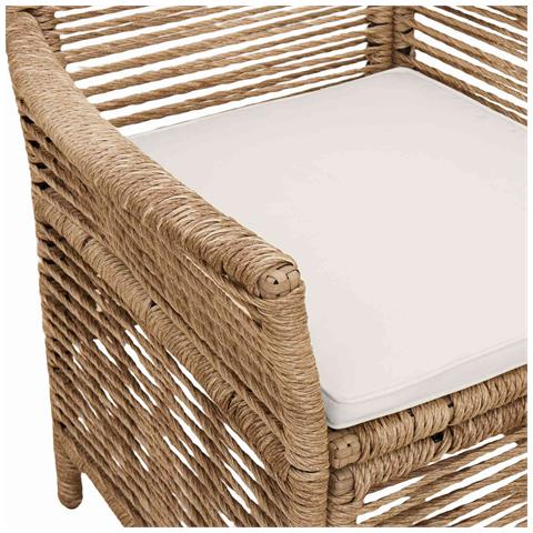 Sedia da esterno con cuscino 4 pcs Beige e Crema polyrattan - Foto 9