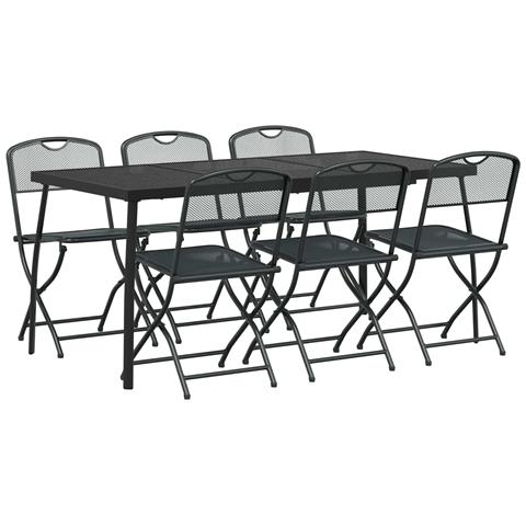 Set di Mobili da Esterno 7 pcs Antracite Ferro e Acciaio - Foto 1