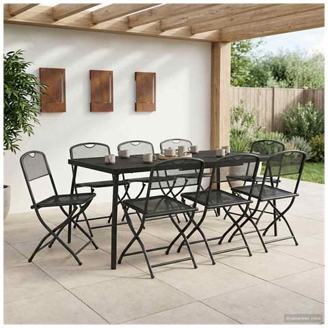 Set di Mobili da Esterno 7 pcs Antracite Ferro e Acciaio - Foto 2