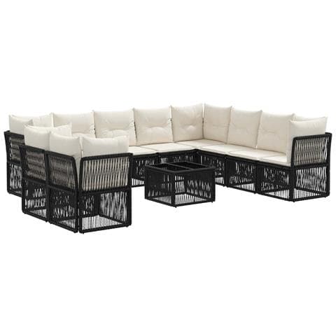 Set Divano da Giardino 11 pcs Nero polyrattan - Foto 1