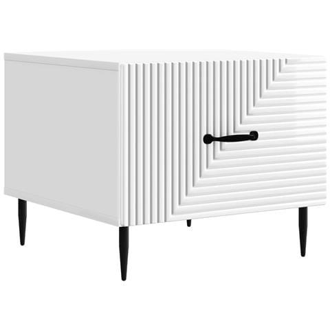 Tavolino da salotto con cassetto Bianco Lucido 49 x 50 x 40 cm - Foto 1