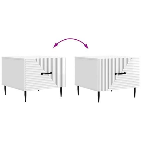 Tavolino da salotto con cassetto Bianco Lucido 49 x 50 x 40 cm - Foto 9