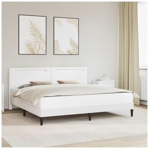 Struttura del letto con testiera Bianco 180 x 200 cm Similpelle - Foto 2