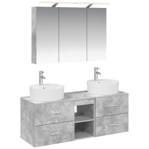 Set di mobili per il bagno 4 pcs Grigio Cemento - Foto 1