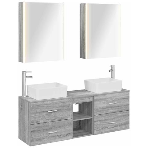 Set di mobili per il bagno 5 pcs Sonoma grigio - Foto 1