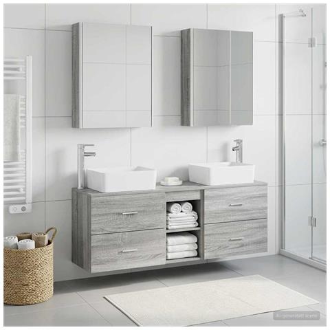 Set di mobili per il bagno 5 pcs Sonoma grigio - Foto 2