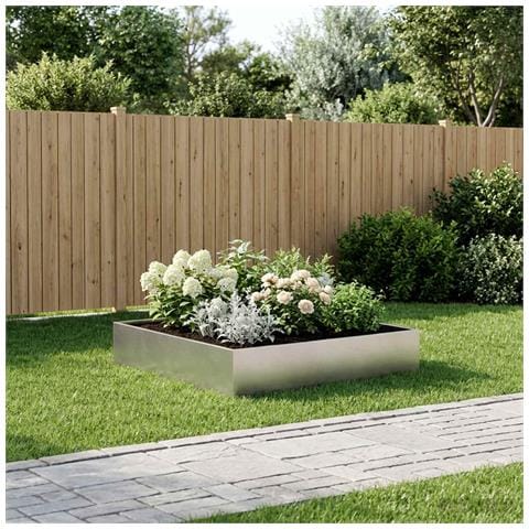 Vaso da giardino Argento 80 x 80 x 20 cm Acciaio Inox - Foto 2
