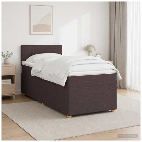 Letto box spring con materasso Marrone Scuro 90 x 190 cm - Foto 2