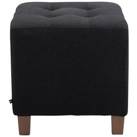 Poggiapiedi Divano Pharao - Sgabello Pouf Capitonné Imbottito in Tessuto I Sgabello Basso Salotto Piedini in Legno I Sgabello Quadrato da Sala 45x45 cm I Pouf Design Salotto Nero - Foto 3