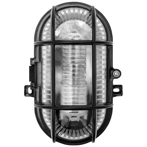 Applique Ovale In Plastica + Vetro Attacco E27 Max 60w Nero - Foto 7