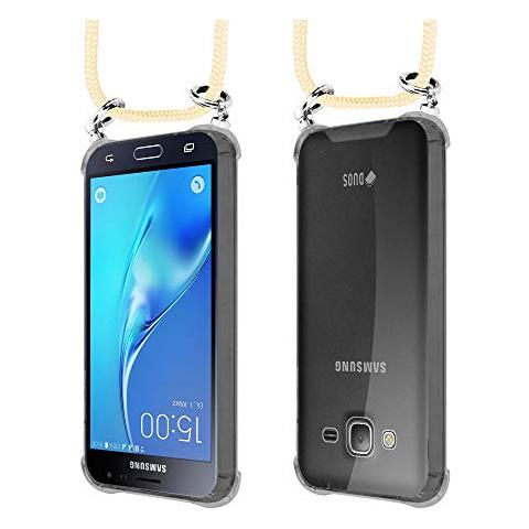 Catena Di Telefoni Cellulari Compatibile Con Samsung Galaxy J3 / J3 Duos 2016 In Crema Beige - Coperchio Protettivo In Silicone Con Anelli D'argento, Cinturino In Corda E Custodia Staccabile - Foto 2