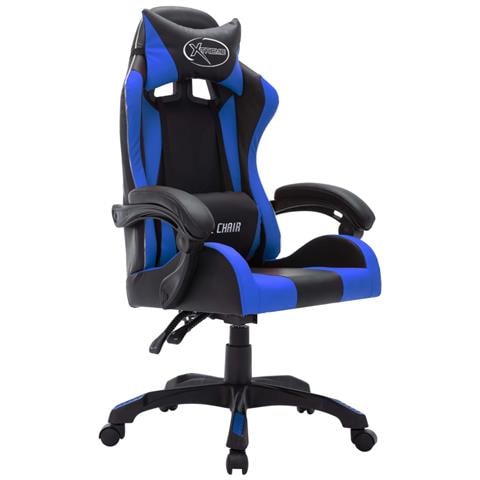 Sedia Da Gaming Con Luci A Led Rgb Blu E Nera In Similpelle - Foto 2