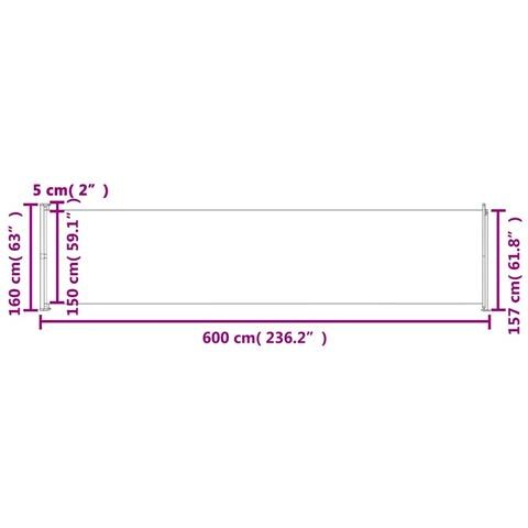Tenda Laterale Retrattile per Patio 600x160 cm Marrone - Foto 2