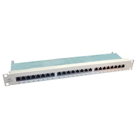 Kat. 6 19"-Patchpanel, 24 P, geschirmt, grau, Grigio - Foto 1